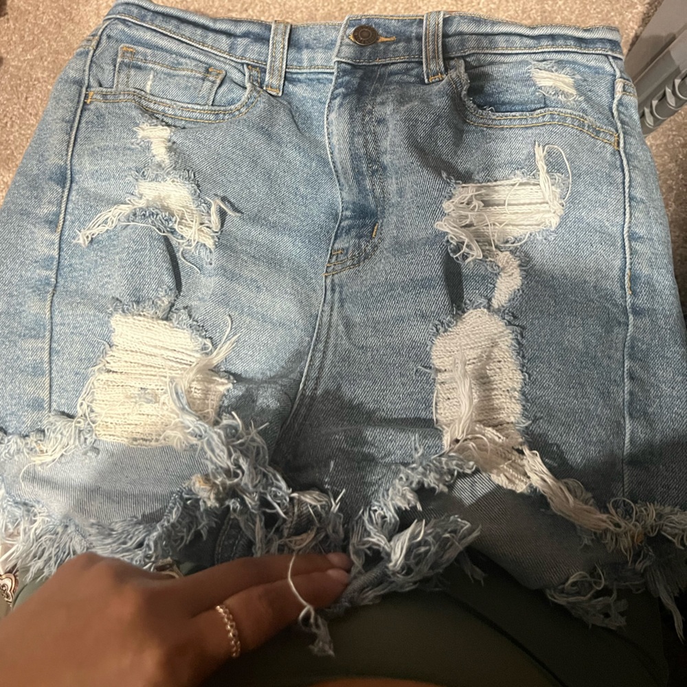 Windsor Light Blue Distressed Jean Shorts